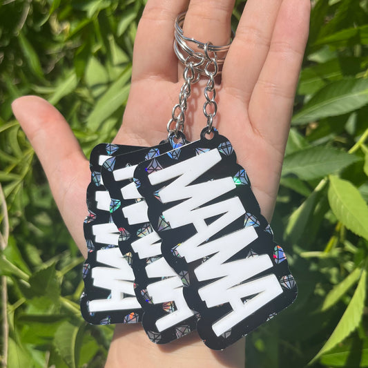 Black Iridescent Diamond Block Acrylic Keychain