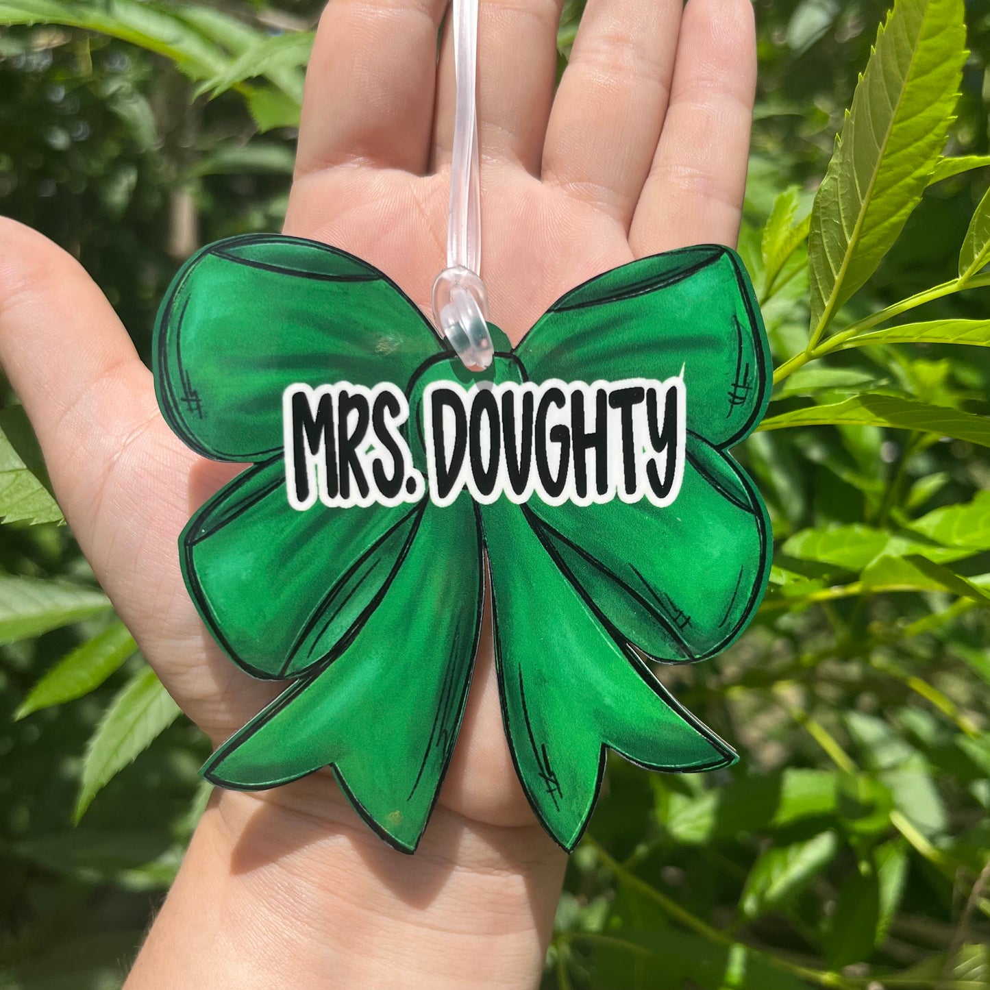 Light Green Bow MDF Bag Tag