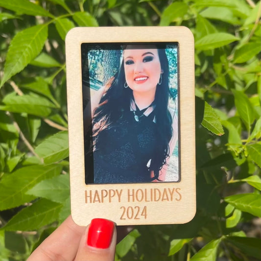 Happy Holidays 2024 Picture Frame Magnet or Car Visor