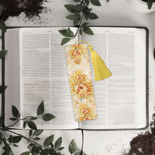 Yellow Sunflower Bookmark With Tassel