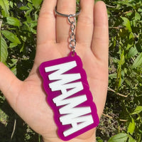 Purple and Green Mardi Gras Block Acrylic Keychain