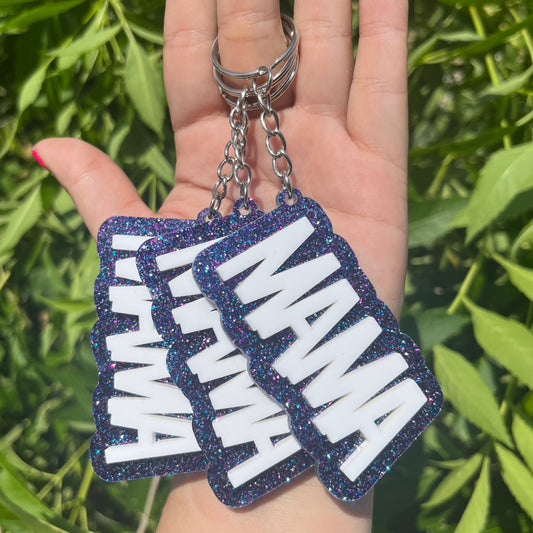 Purple Galaxy Glitter Block Acrylic Keychain