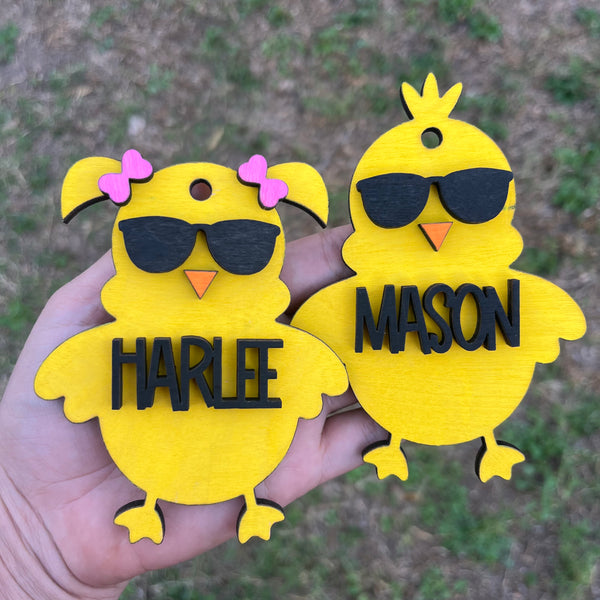 Easter Chick With Glasses Easter Basket Tag