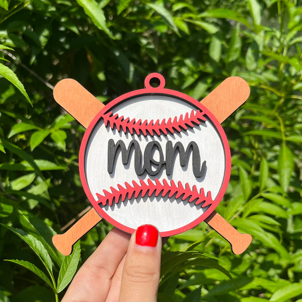 Mom Baseball Car Charm