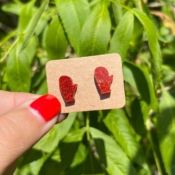 Christmas Mittens Stud Earrings
