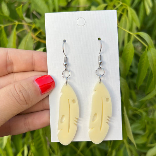 Boho Ivory Feather Dangle Earrings