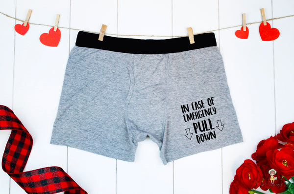 In Case of Emergency Pull Down Men's Anniversary Boxers – A Girl