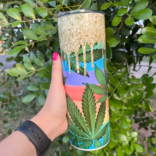 Mary J Rainbow Gold Glitter Pride 20oz Tumbler