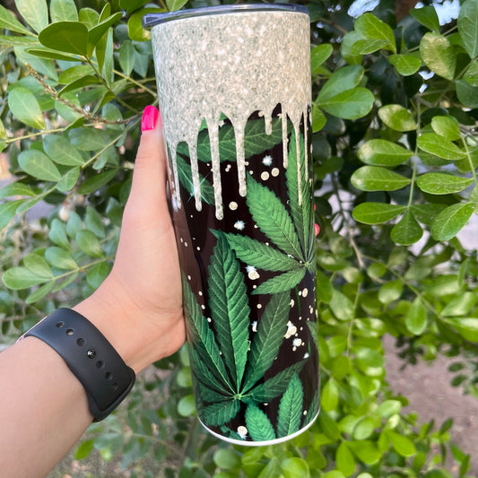 Mary J Black and Gold Glitter 20oz Tumbler