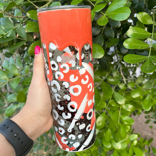 Leopard Knife Blood Splatter Crime 20oz Tumbler