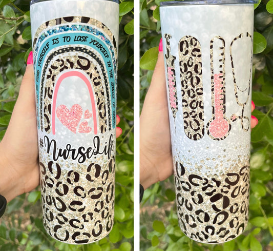 Nurse Leopard Rainbow 20oz Tumbler