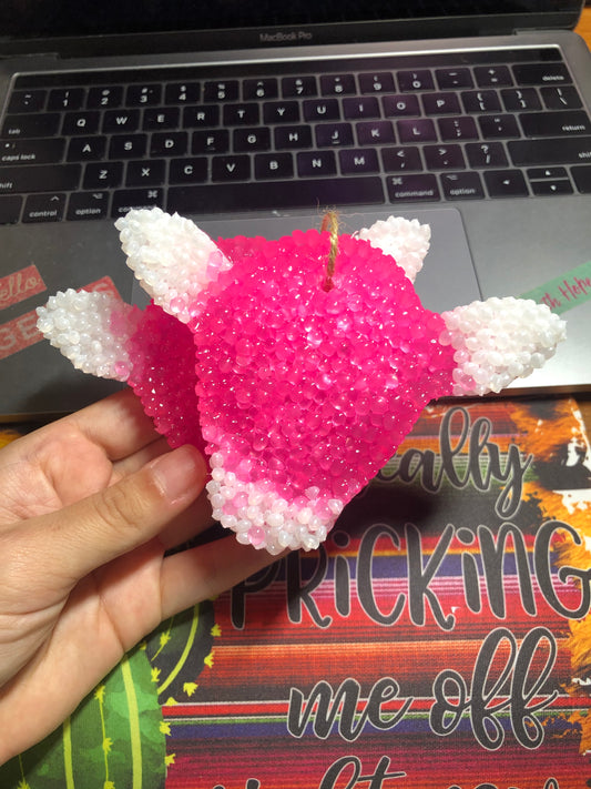 Pink Steer Cow Car Freshie