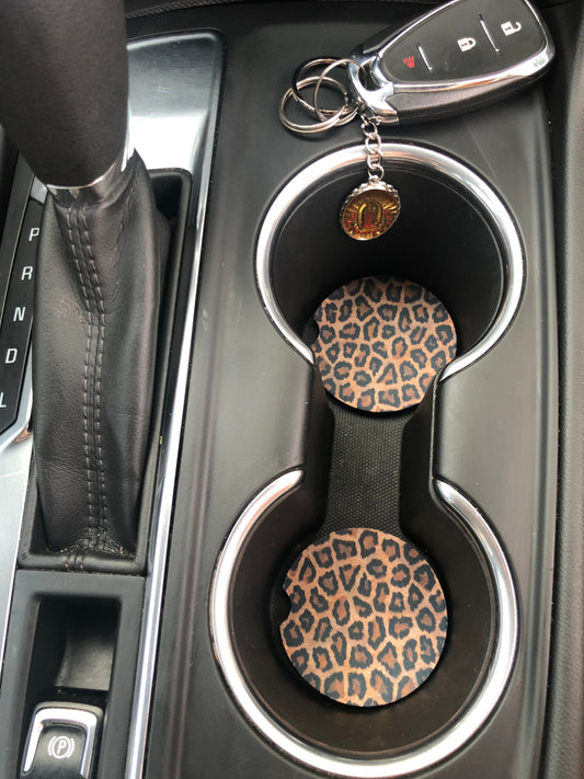 Leopard Car Coaster Set