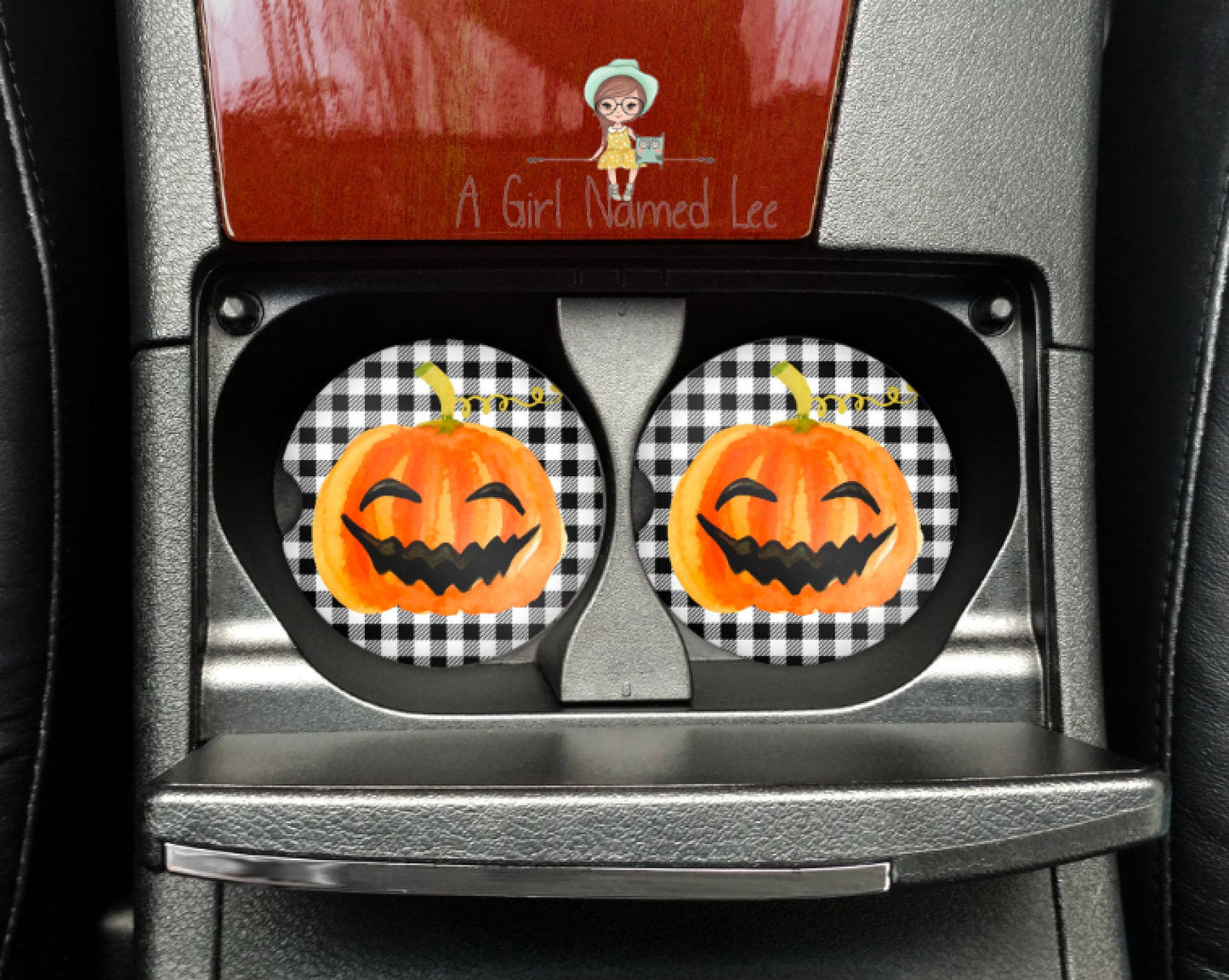 Pumpkin Black & White Car Coasters