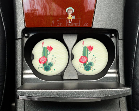 Cactus Floral Car Coasters