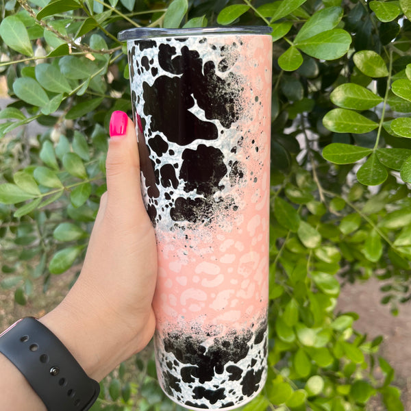 Cow Print Black or Pink Tumbler – ERA Creatives