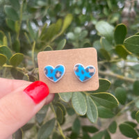 Leopard Print Medium/Big Heart Stud Earrings