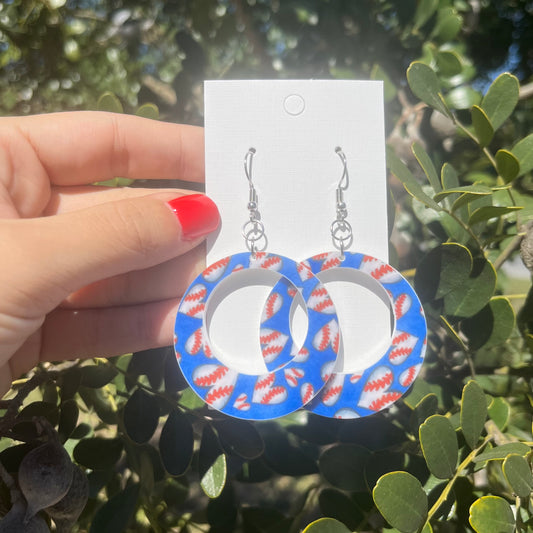 Baseball Hoop Dangle Earrings