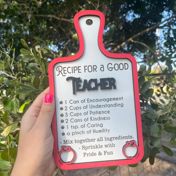 Recipe For A Good Teacher Faux Cutting Board