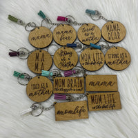 Mama Circle and Rectangle Keychains