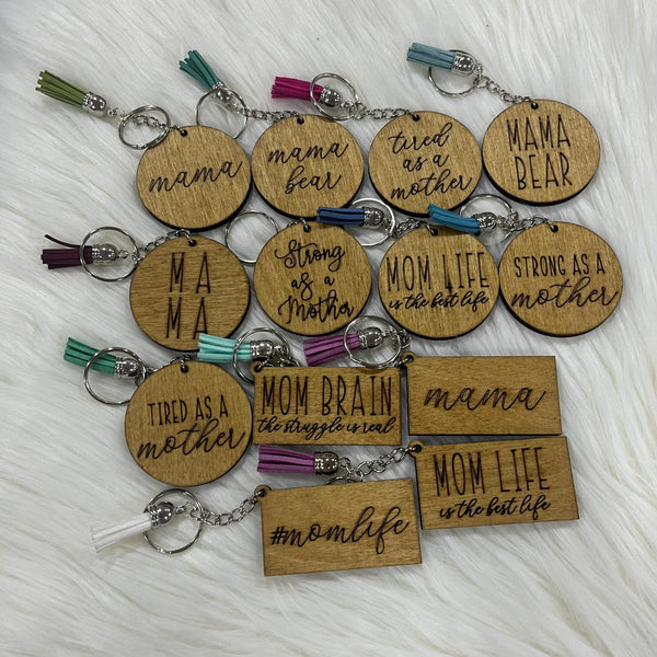 Mama Circle and Rectangle Keychains