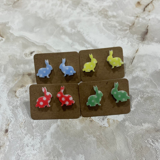 Easter Polka Dot Bunny Stud Earrings