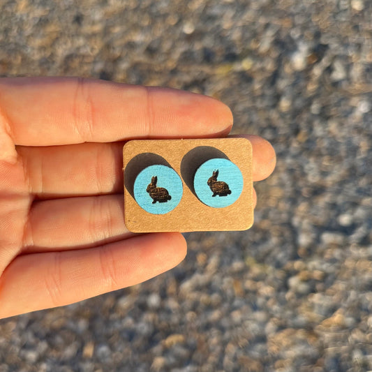Bunny Circle Round Stud Earrings