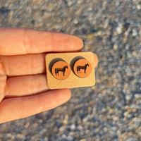 Horse Circle Round Stud Earrings