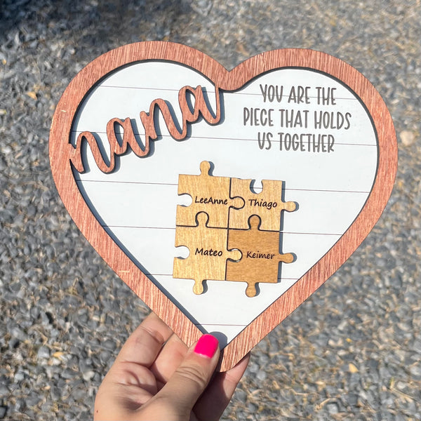 Nana Puzzle Heart Sign