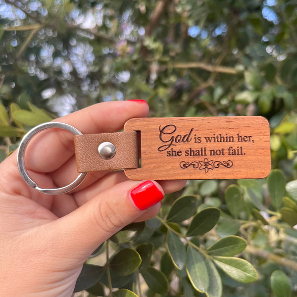 God Is Within Her, She Shall Not Fail Rectangular Keychain