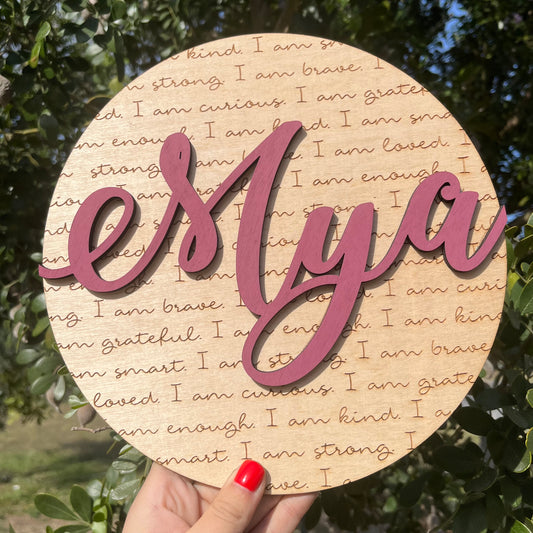 Engraved Affirmation Full Circle Sign