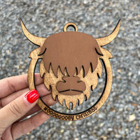 Highland Cow Christmas Ornament/Car Charm