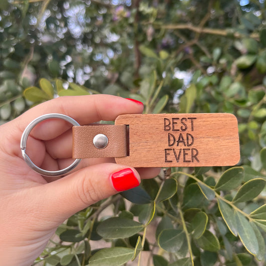 Best Dad Ever Thin Font Rectangular Keychain