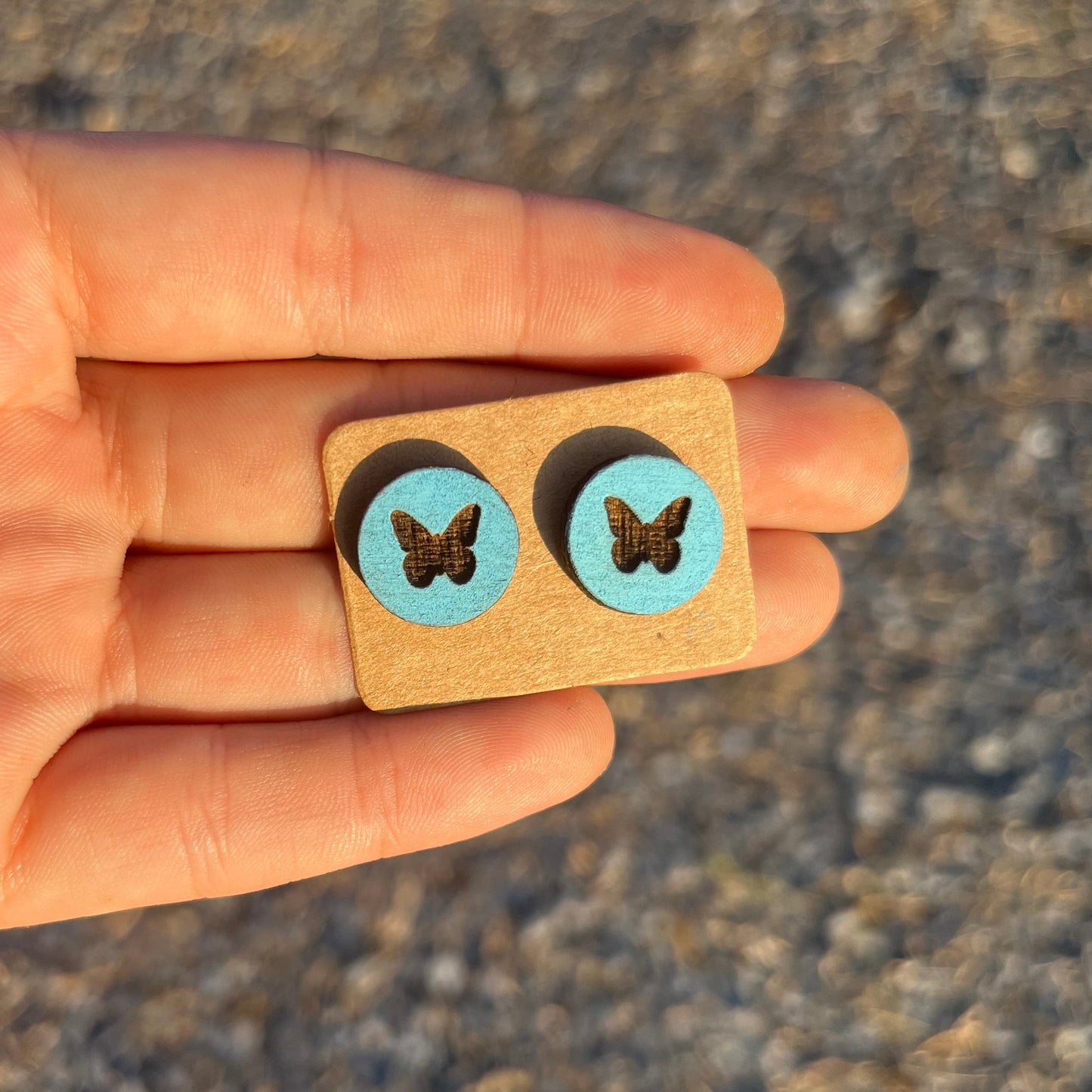 Butterfly Circle Round Stud Earrings
