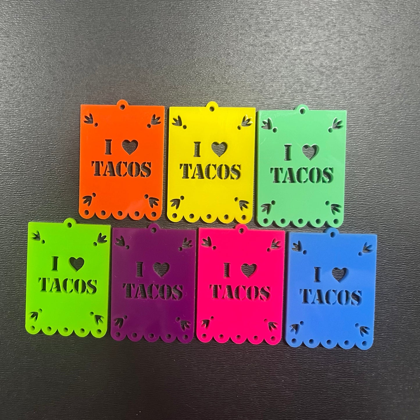 I Love Tacos Papel Picado Dangle Earrings