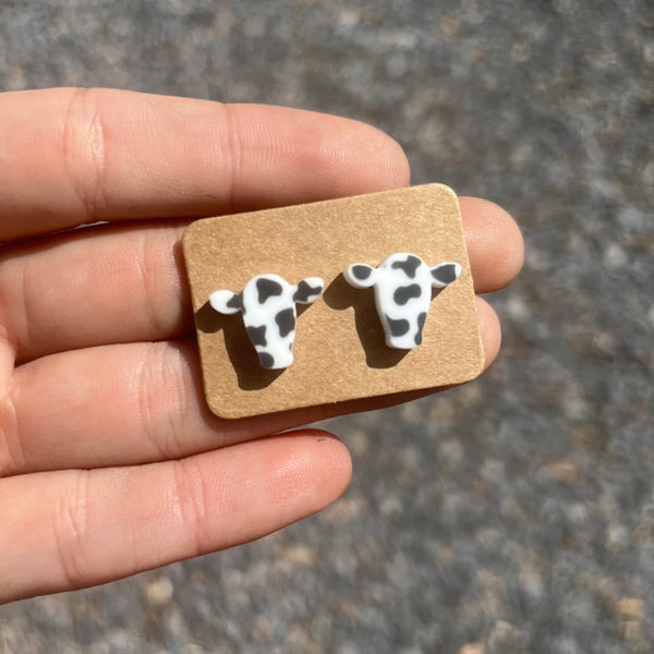 Cow Head Cow Print Stud Earrings