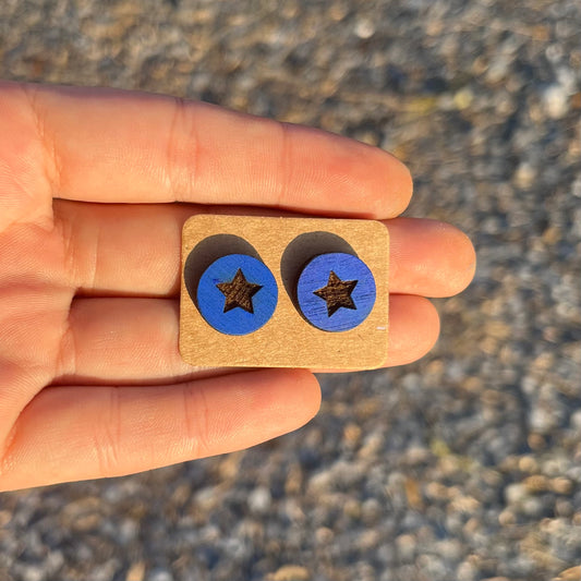 Star Circle Round Stud Earrings